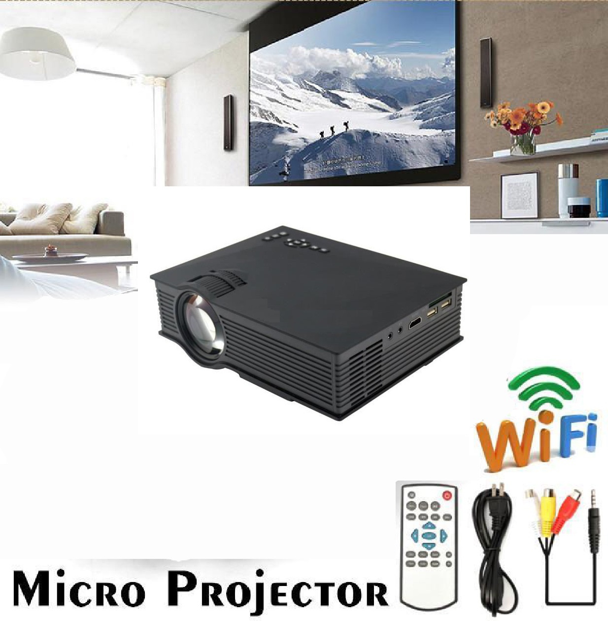Mini UC46 1080P Wifi LED vidéo cinéma Maison