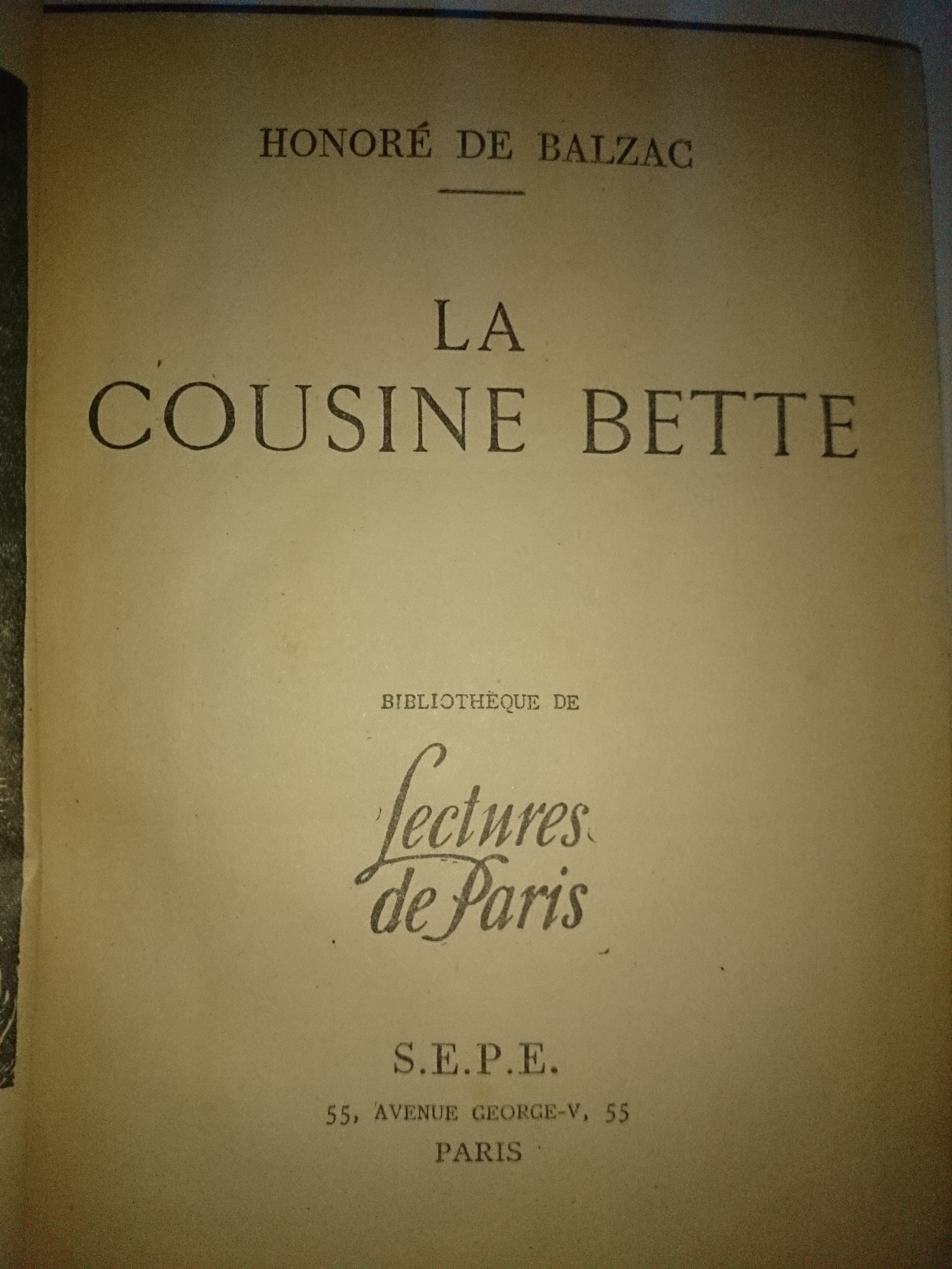 livre la cousine bette