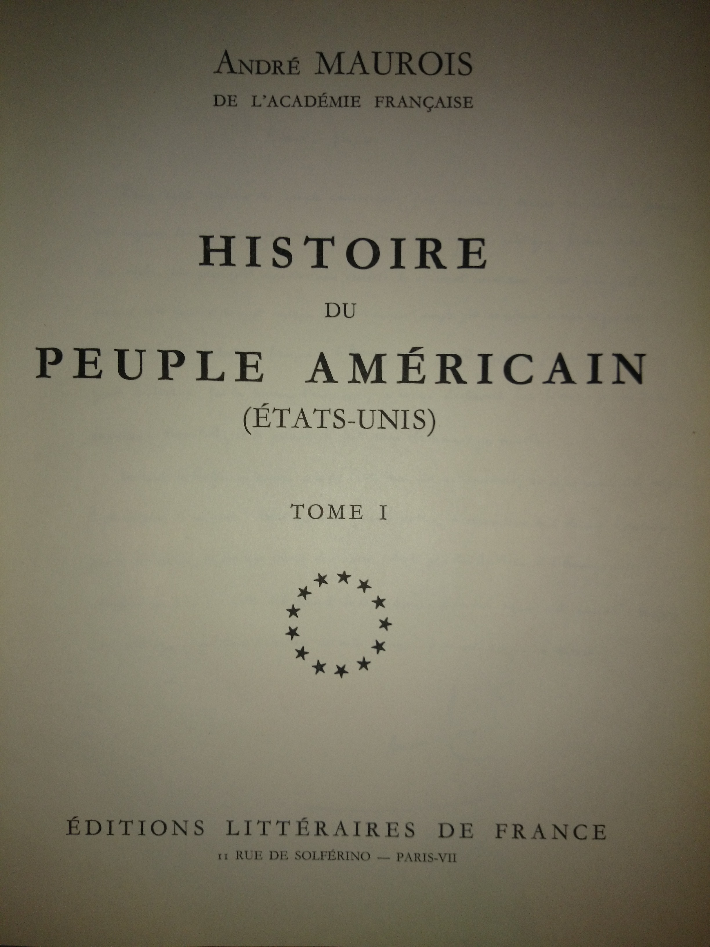 livre histoire du peuple américain  tome 1